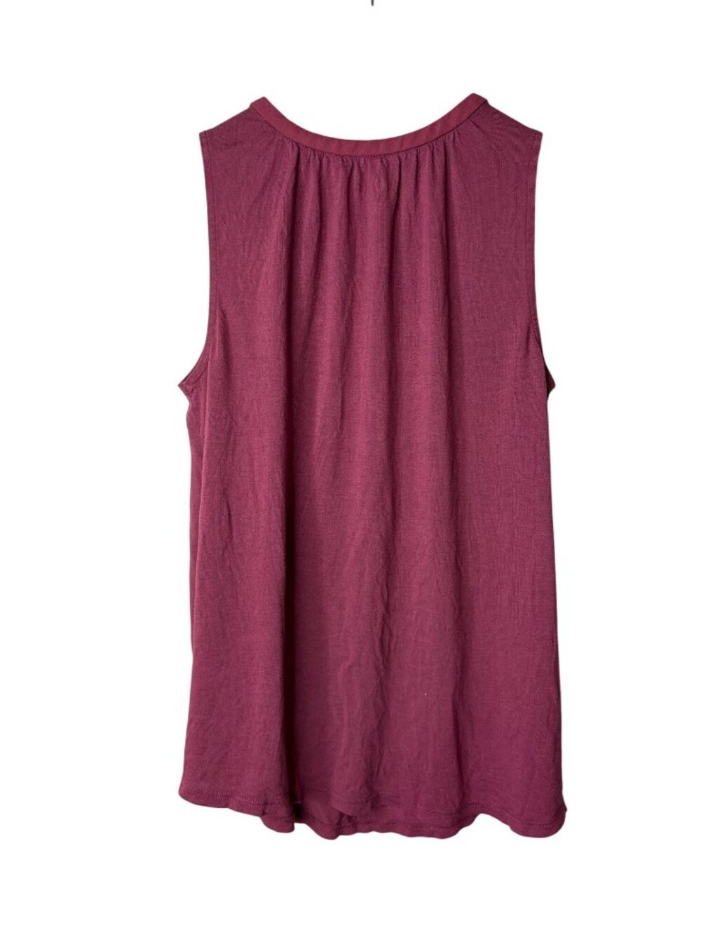Ann Taylor LOFT Sleeveless Blouse Top Size XS Quarter Button Lace Accents Maroon - Picture 2 of 4
